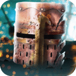 Rusty medieval helmet with a worn, battle-scarred appearance, symbolizing historical armor and combat. Perfect for gaming, history, and costume themes related to knights and medieval warriors.